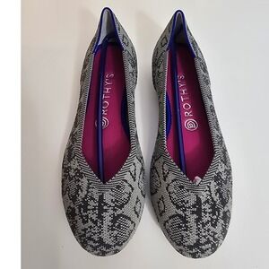 ROTHY'S The Flat Grey Python Grey Stone Snake Round Toe Ballet Flat size 9‎ New